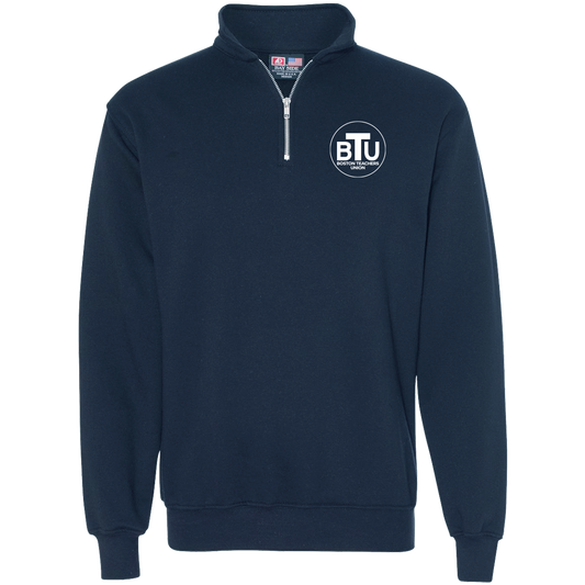 BTU Heavyweight Quarter Zip Fleece Pullover in Navy
